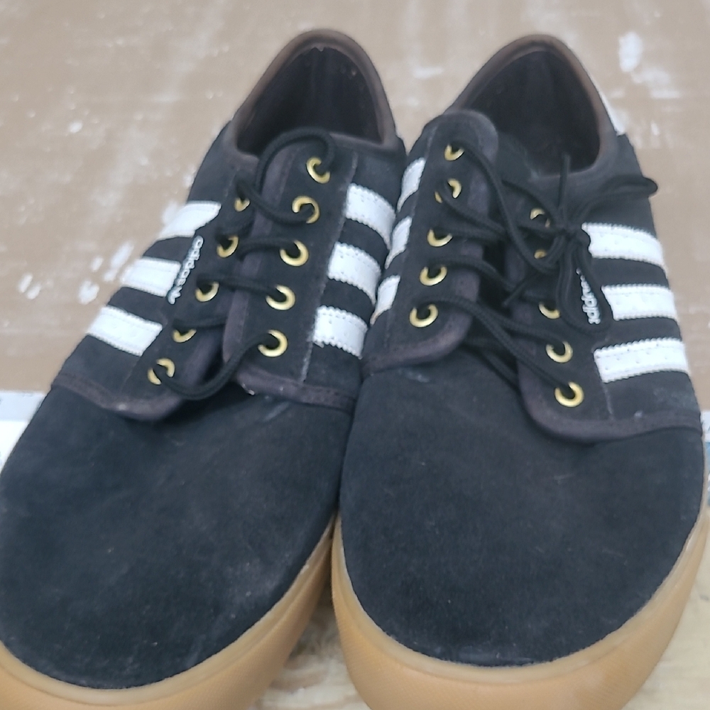 Adidas Black and White Classic Sneakers with Gum Sole